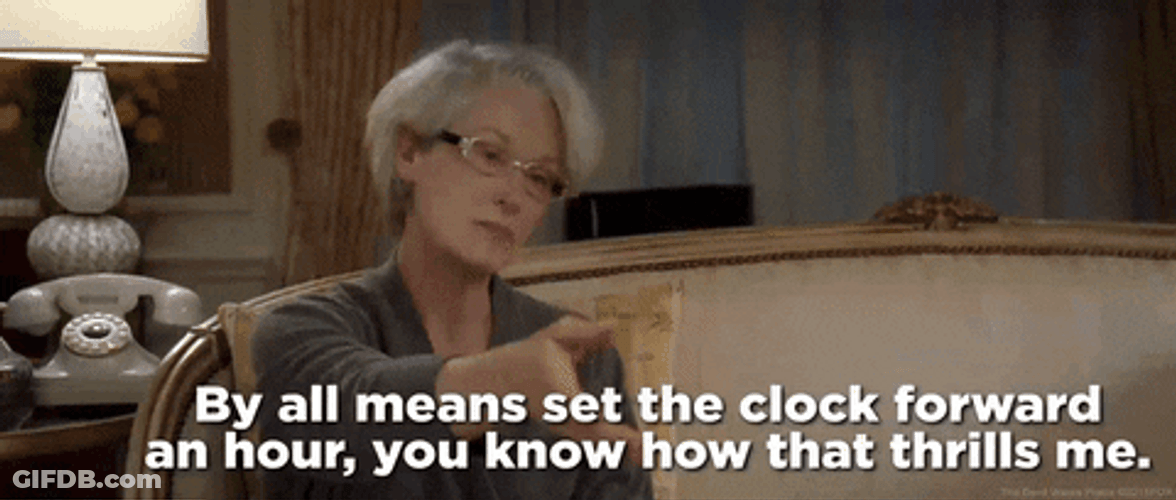 Miranda Priestly Set The Clock Forward GIF