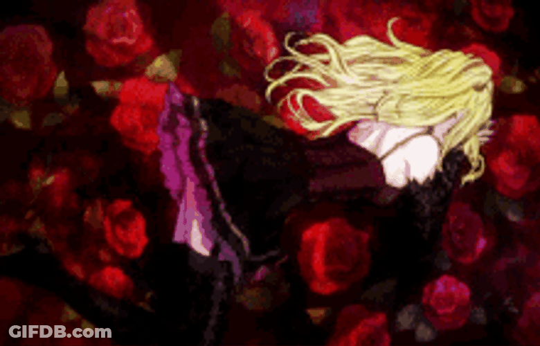 Misa Amane Gothic Dress Lying On Roses GIF