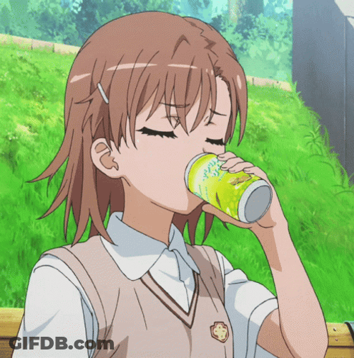 Misaka Mikoto Drinking GIF