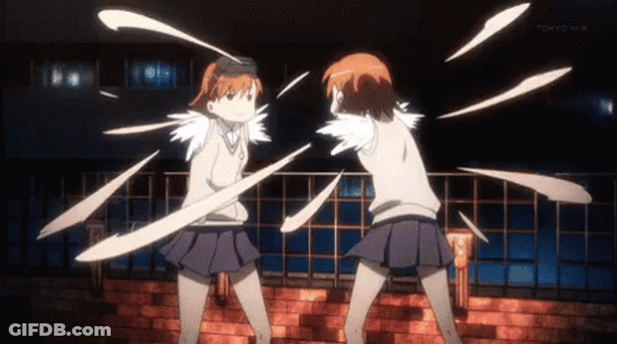 Misaka Mikoto Meeting Her Clone GIF