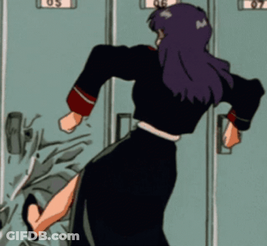 Misato Angry Kick Neon Genesis Evangelion GIF