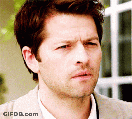 Misha Collins Squinting Supernatural GIF