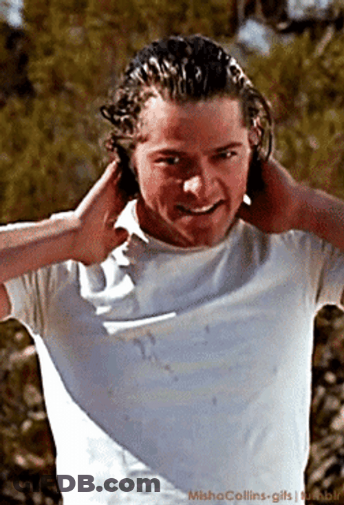 Misha Collins Wet Tshirt Look GIF
