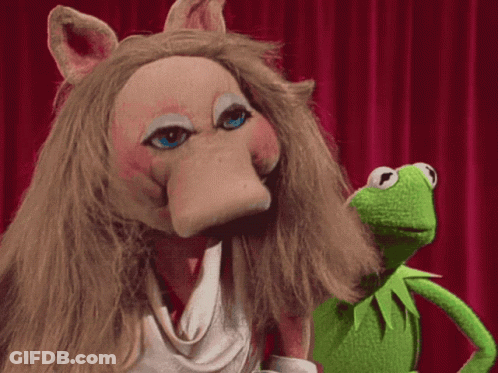 Miss Piggy And Kermit Standing On Stage GIF