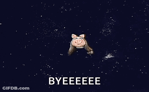 Miss Piggy From The Muppet Show Is Smiling And Saying `` Byeeeee '' . GIF