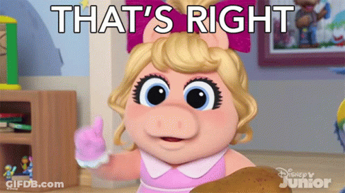 Miss Piggy Giving A Thumbs Up With The Words That 'S Right Behind Her GIF