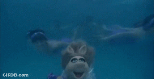 Miss Piggy Swimming Underwater In Pool GIF