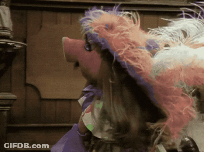 Miss Piggy Wearing Huge Hat GIF