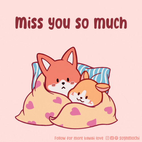Miss You So Much Cuddling Cartoon Lovers GIF