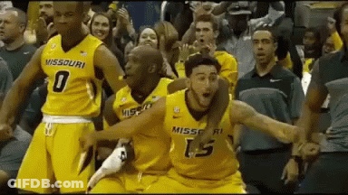 Missouri Basketball Players Celebrating Win GIF