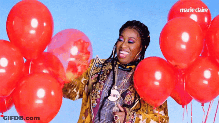 Missy Elliot Popping Balloons GIF