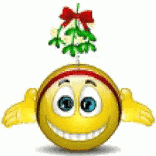 Mistletoe Smiling Kiss Emoji GIF