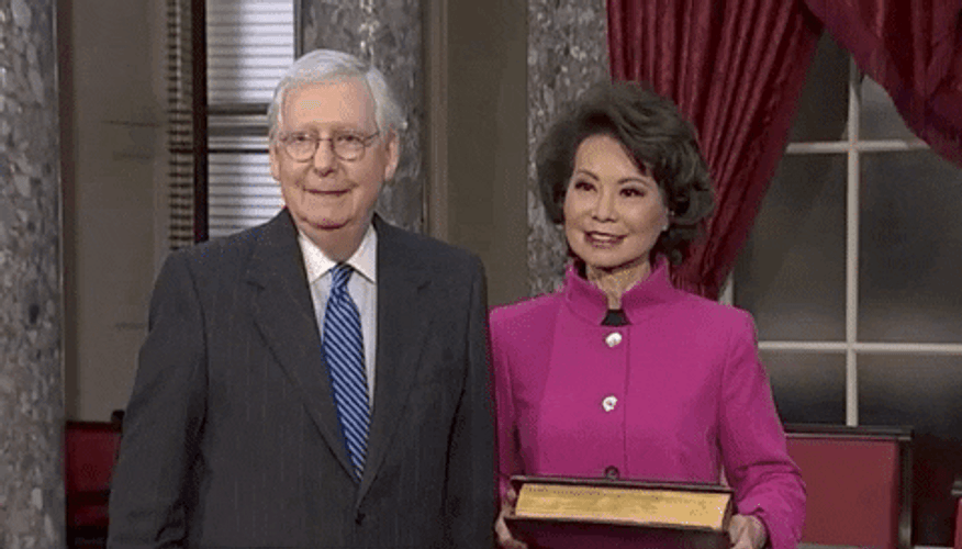 Mitch McConnell Elaine Chao Pose Meme GIF