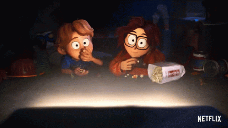 Mitchells Watching Movie Eating Popcorn GIF