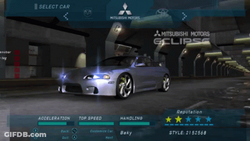 Mitsubishi Motors Eclipse On Video Game Screen GIF