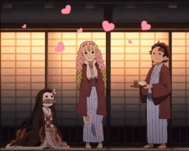 Mitsuri Demon Slayer Pink Heart Shower GIF