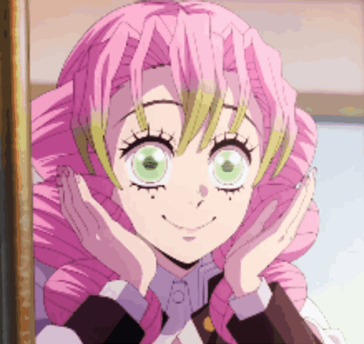Mitsuri Kanroji Face Tapping GIF