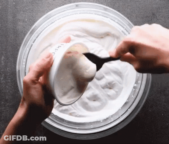Mixing Something With Whipped Cream GIF