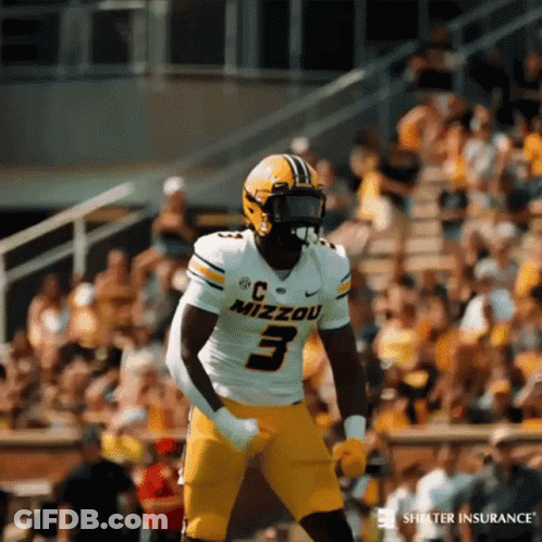 Mizzou Football Player Number 3 On Field GIF