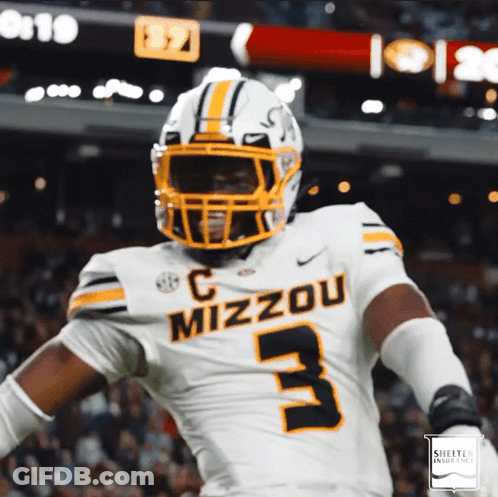 Mizzou Football Player White Jersey Number 3 GIF