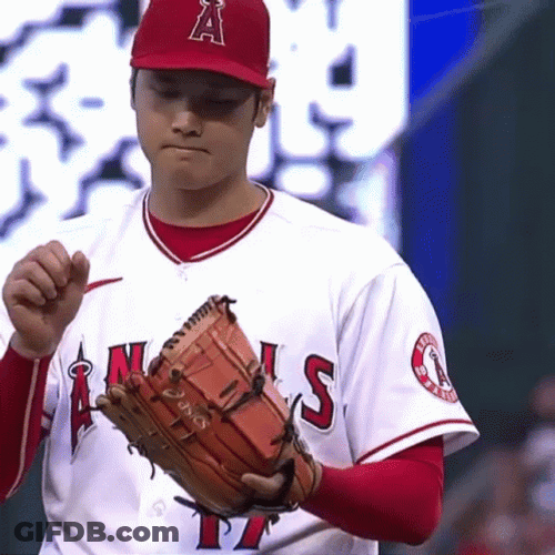 MLB Shohei Ohtani Holding Baseball GIF