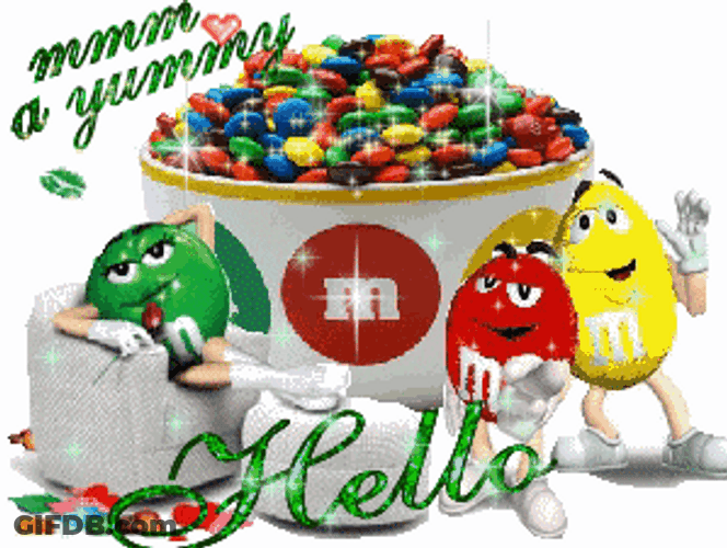 MMS Chocolate Yummy Hello GIF