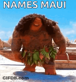 Moana Character On Beach With Boat GIF
