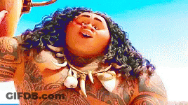 Moana Character Standing On Beach With Sword GIF