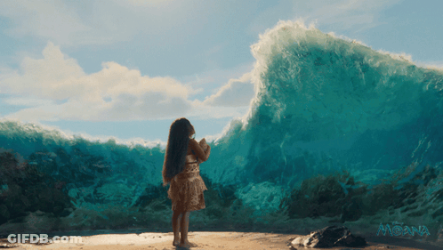 Moana Movie Poster Girl On Beach GIF