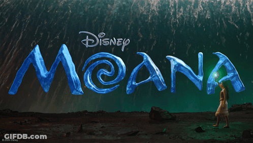 Moana Movie Poster Woman On Rocky Beach GIF