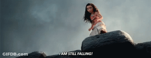 Moana On Rock Saying I Am Still Falling GIF