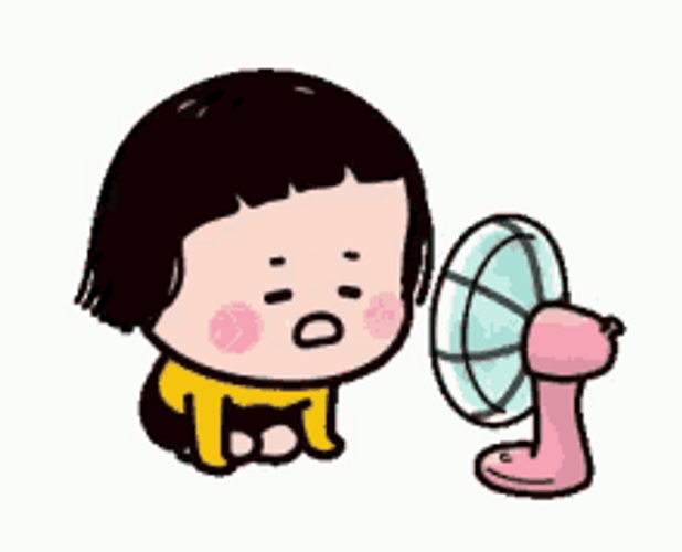 Mobile Mim Girl Fan Ventilation Hot Weather GIF