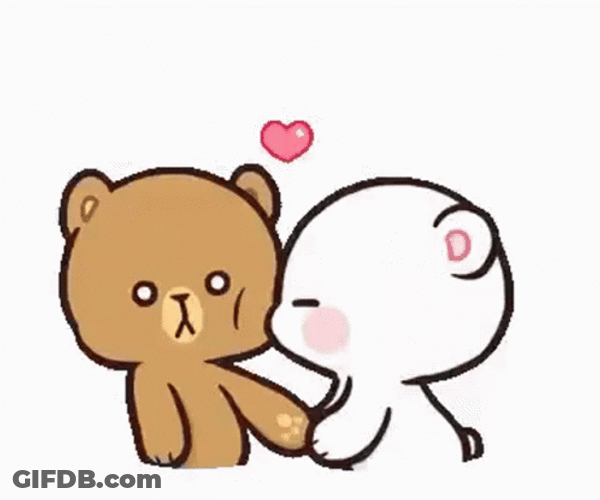 Mocha Bear And Milk Bear Kiss On Cheek GIF