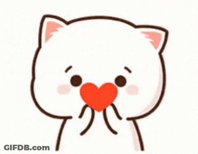 Mochi Cat Holding Heart GIF