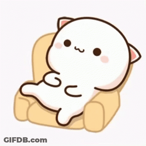 Mochi Cat Satisfied On A Chair GIF
