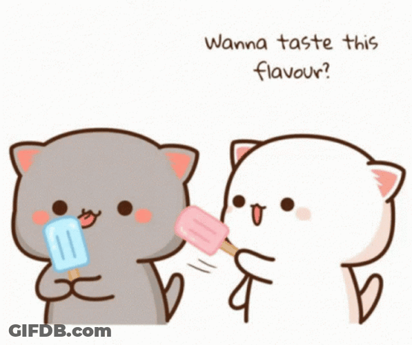 Mochi Cat Sharing Ice Pop GIF