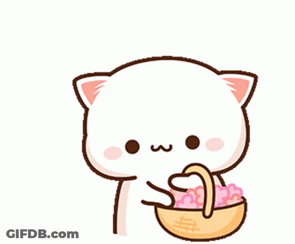Mochi Cat Throwing Flowers And Petals GIF
