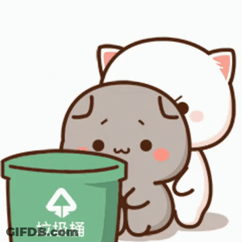 Mochi Cat Thrown To Bin GIF
