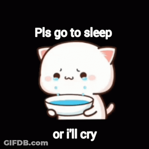 Mochi Peach Cat Go To Sleep Or I'll Cry Sticker GIF