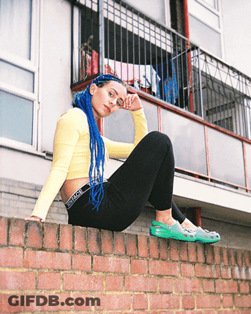 Model Posing With Crocs GIF