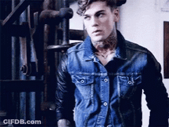 Model Stephen James Denim Shirt GIF