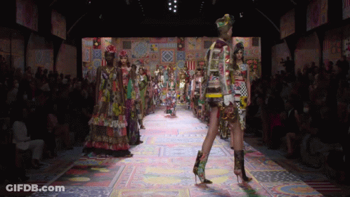 Model Walking Runway At Fashion Show GIF