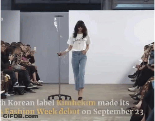 Model Walks Runway At Korean Label Kimhekim Fashion Week GIF