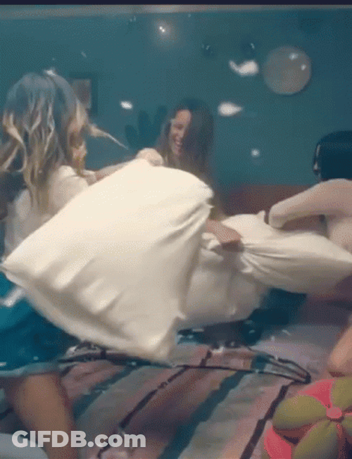 Models Pillow Fight GIF