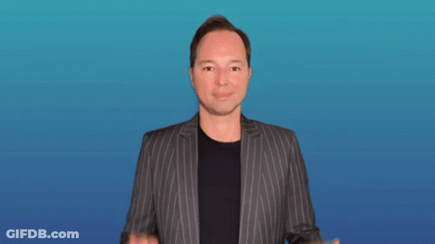 Modern Butler Pointing Up GIF
