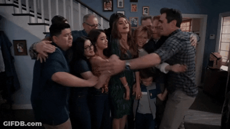 Modern Family Casts Group Hug GIF