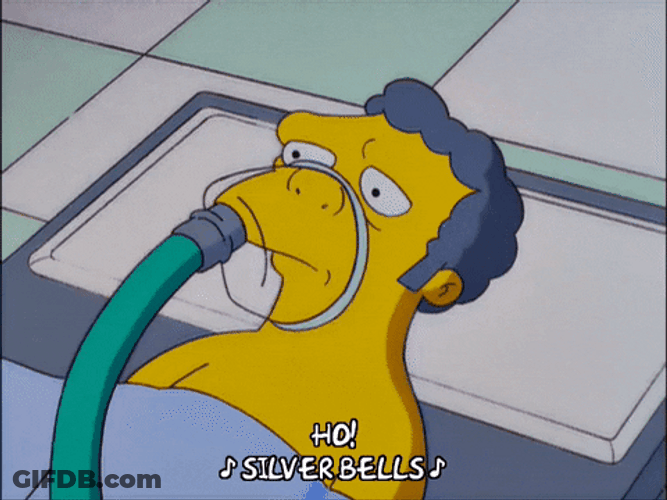 Moe Simpson Wearing Oxygen Gas Mask GIF