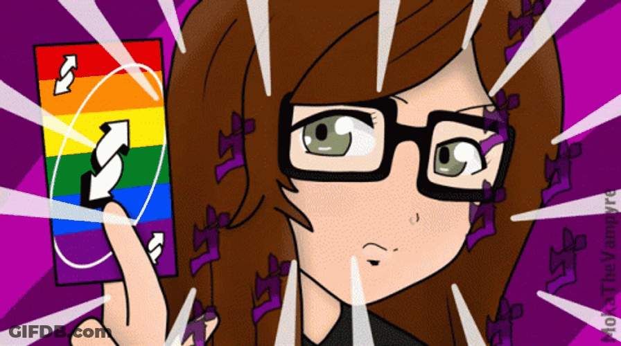 Moka The Vampyre Rainbow Uno Reverse Card GIF