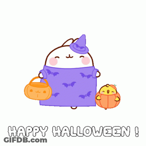 Molang And Piu Piu Celebrating Halloween GIF