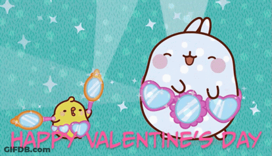 Molang And Piu Piu Celebrating Valentines GIF